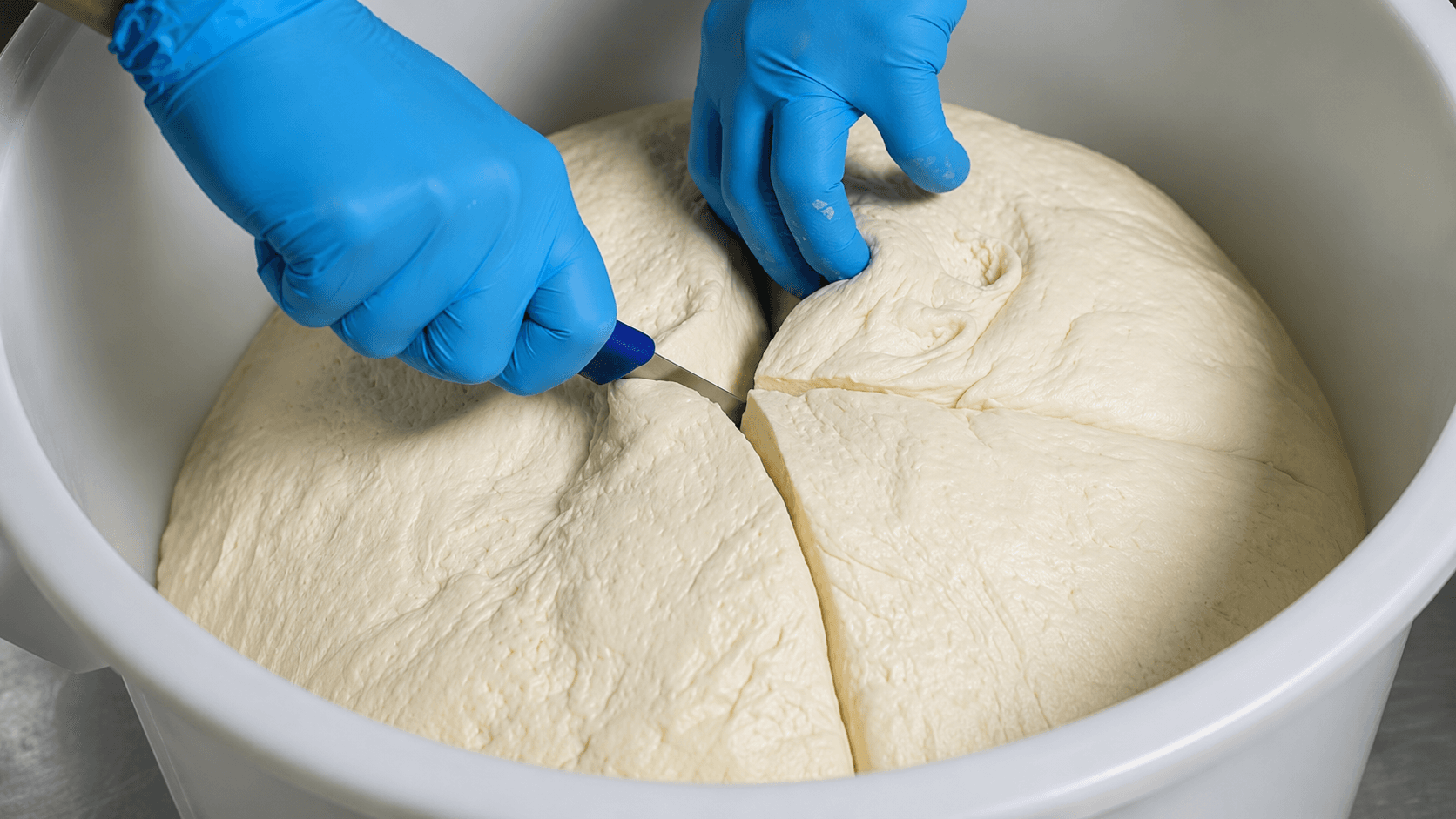 Dacasto dough being shaped by hand